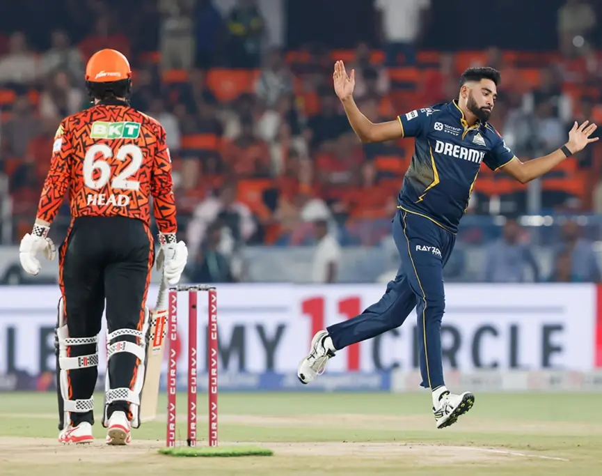 Mohammed Siraj after taking wicket of Travis Head
