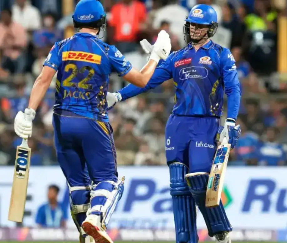 Riyan Rickelton and Will Jacks during an IPL match