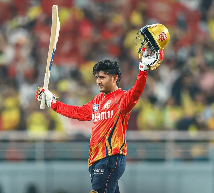 Priyansh Arya after scoring his hundred in an IPL match