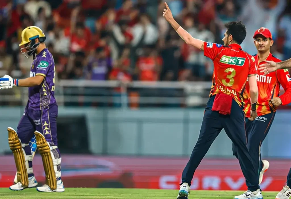 Yuzvendra Chahal celebrating after taking Rinku Singh's wicket