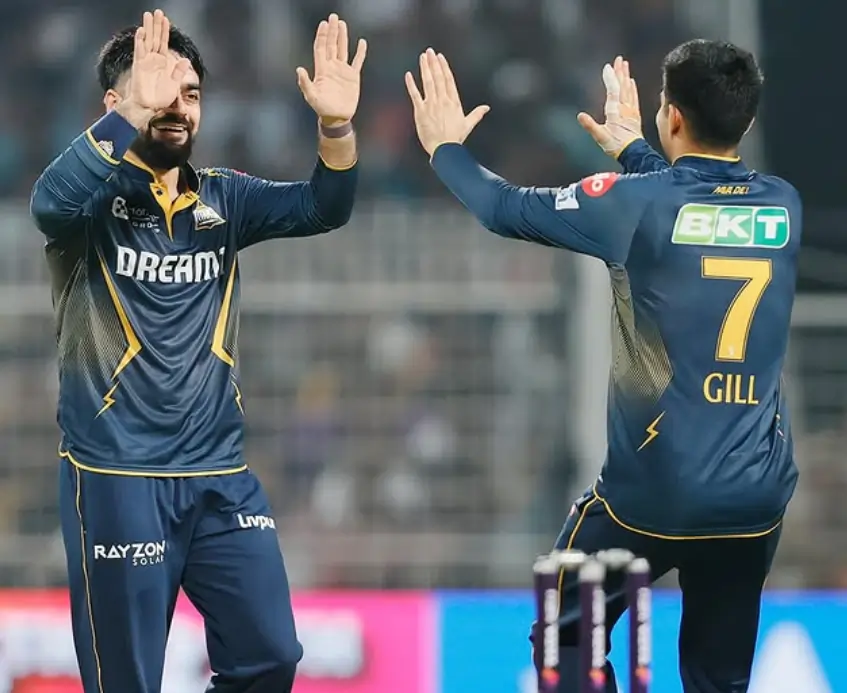 IPL 2025, Match 39th, KKR vs GT: Match Results| Award Winners| Captains’ Corner| POTM Rashid Khan and Shubman Gill during an IPL match
