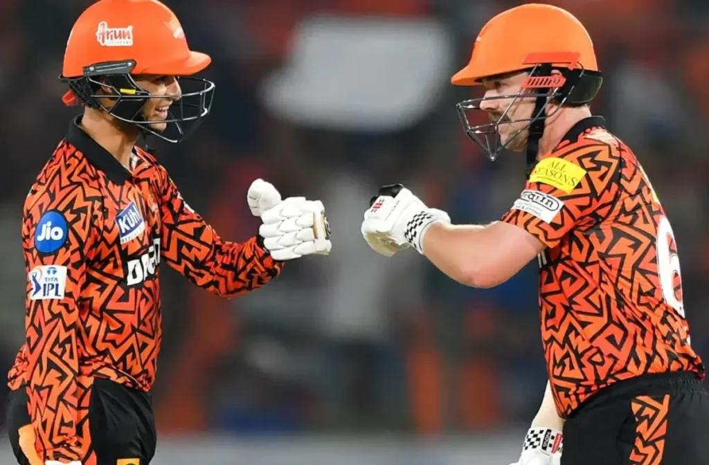 Travis Head and Abhishek Sharma during a match
