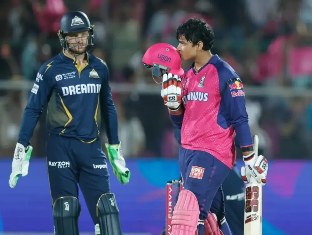 Vaibhav Suryavanshi after scoring his hundred