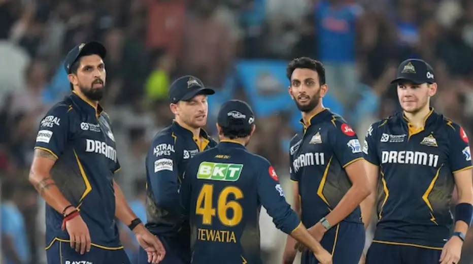 Gujarat Titans team players during an IPL match