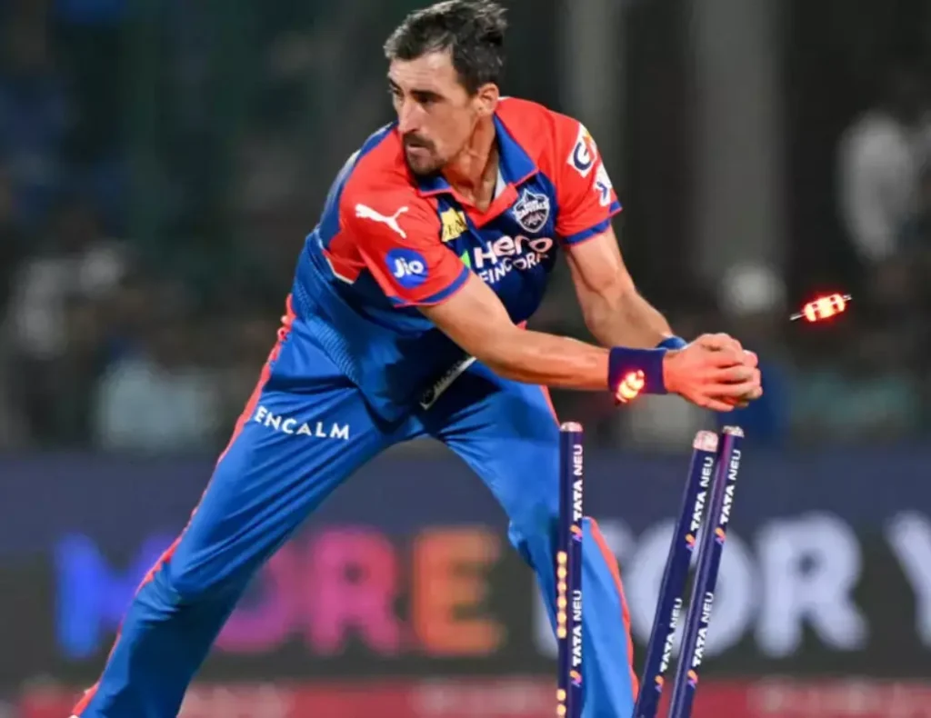 Mitchell Starc during an IPL match