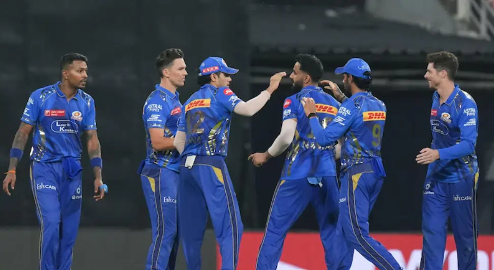 Mumbai Indians players during an IPL match