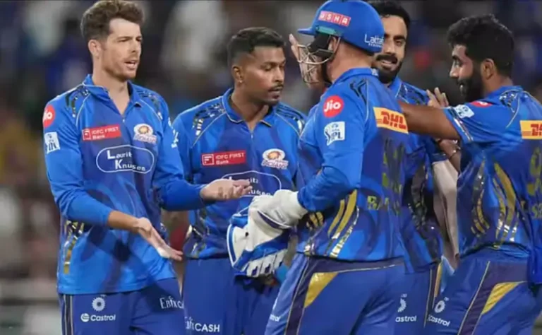 Mumbai Indians players during an IPL match
