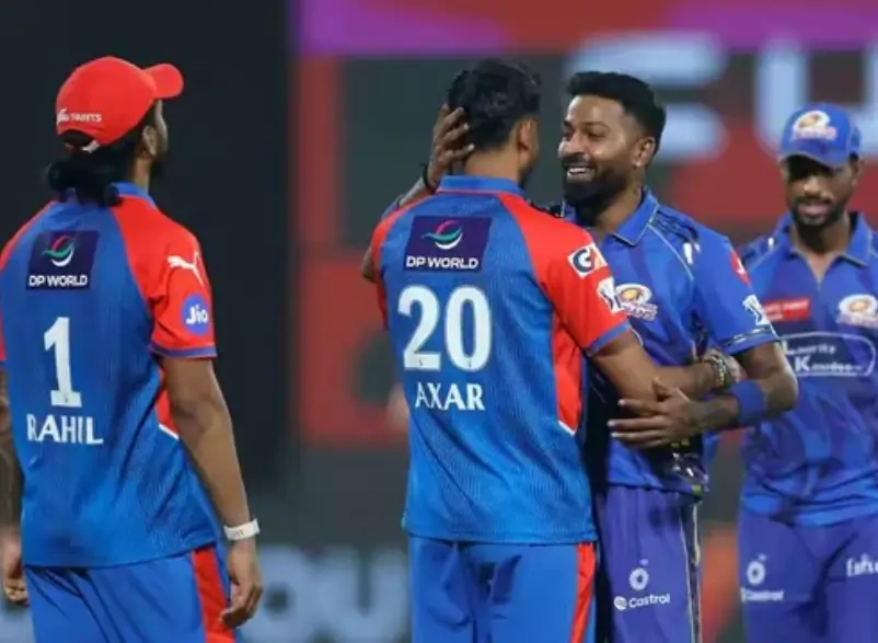 Delhi Capitals and Mumbai Indians players during an IPL match