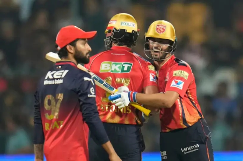 Punjab Kings and RCB players during an IPL match
