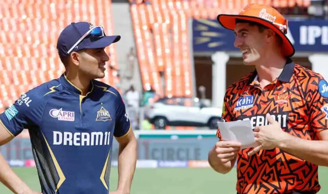 Pat Cummins and Shubman Gill during an IPL match