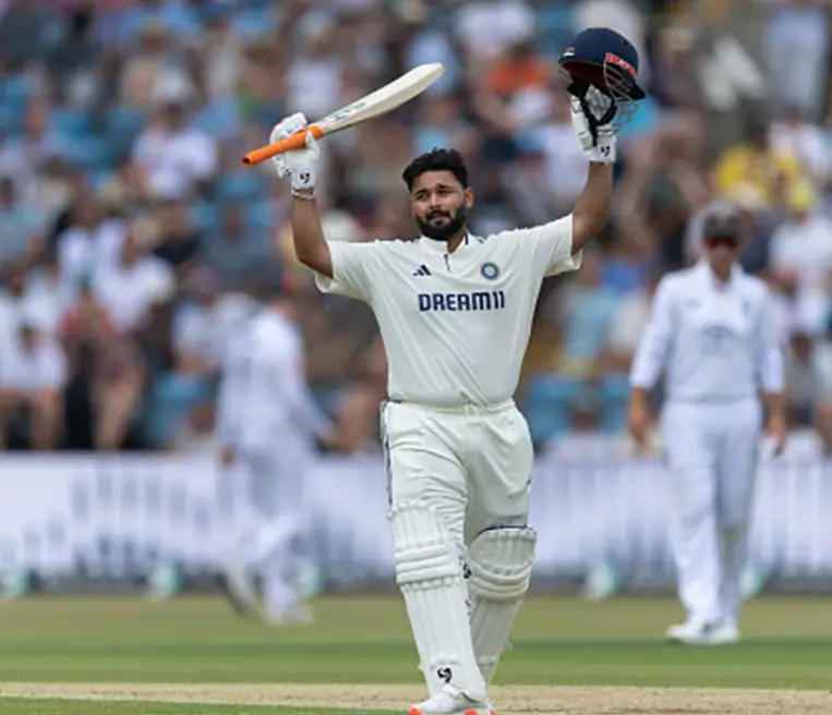 Rishabh pant after scoring his century in a test match