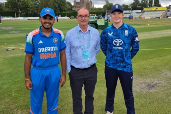 IND U19 vs ENG U19, 5th ODI: Match Highlights| Scorecard Ayush Mhatre and Thomas Rew during a match