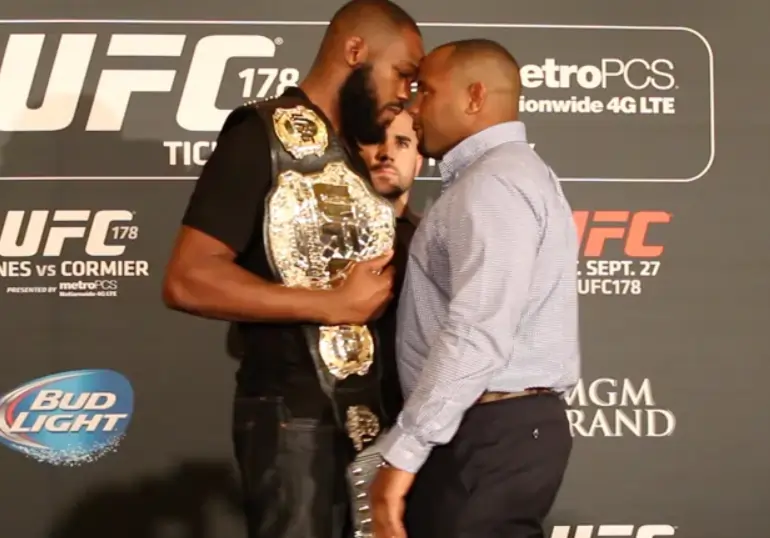 Daniel Cormier and Jon Jones during face-offs