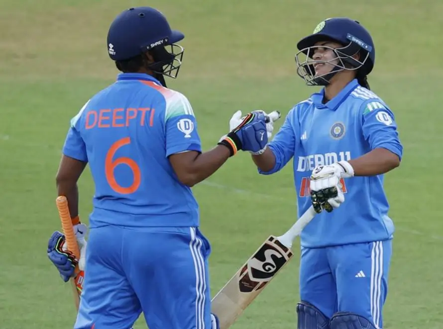 Deepti Sharma and Amanjot Kaur during a match