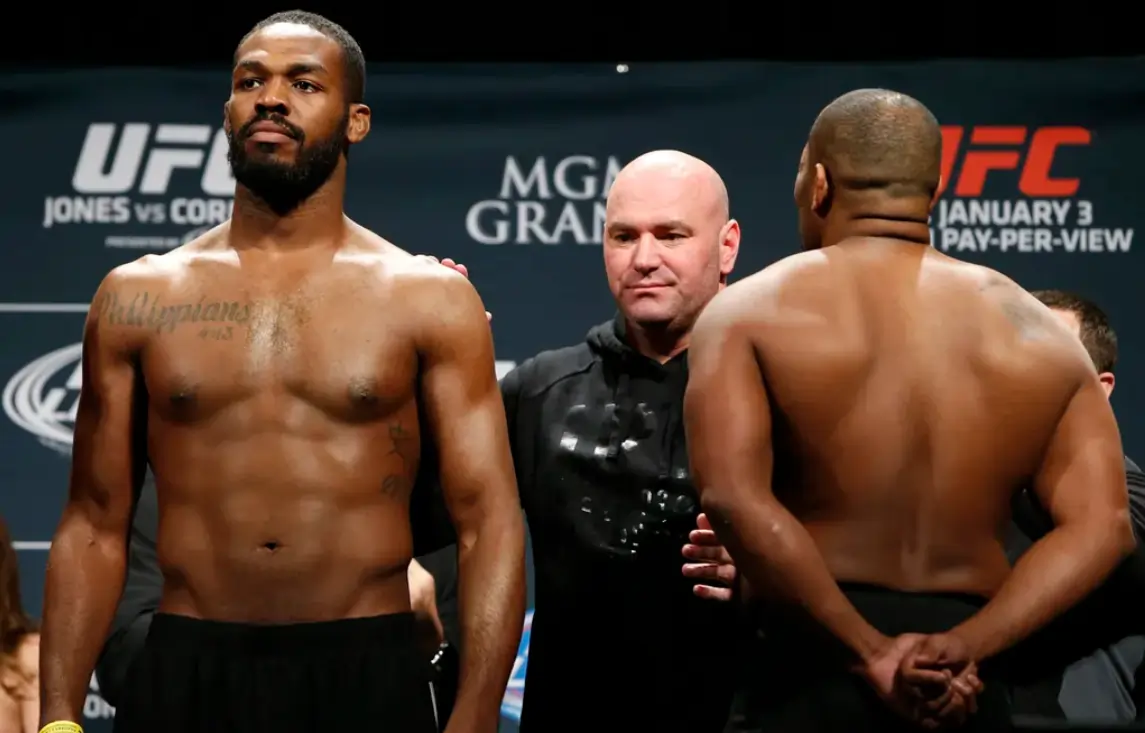 Daniel Cormier and Jon Jones during face off