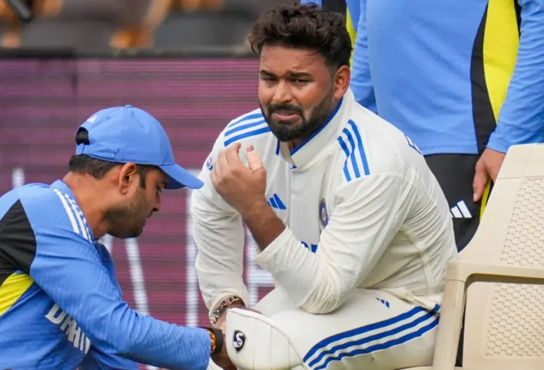 Rishabh Pant after getting injured in a test match