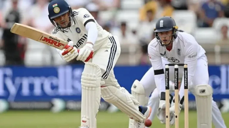 Shubman Gill during a test match against England