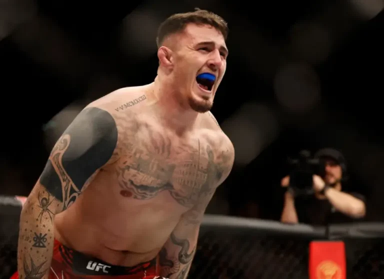 Tom Aspinall after winning his UFC fight