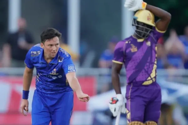 MLC, 2025, Match 23rd: LAKR vs MINY| Match Highlights| Scorecard| POTM| Captains’ Corner Trent Boult during a MLC match